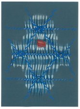 blauw ruitje, 2019 kleurpotlood op gekleurd papier, 11,5x15,7cm