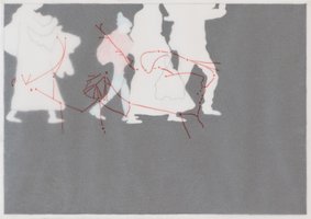 zeeroute 1, 2016, grafiet en kleurpotlood op papier en calq, 29,7 bij 21 cm
