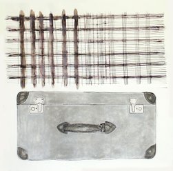Dichte koffer, 2003, pastel en inkt op papier, 70-70 cm 