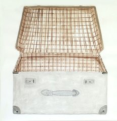 koffer, 2003, pastel en inkt op papier, 70-70 cm